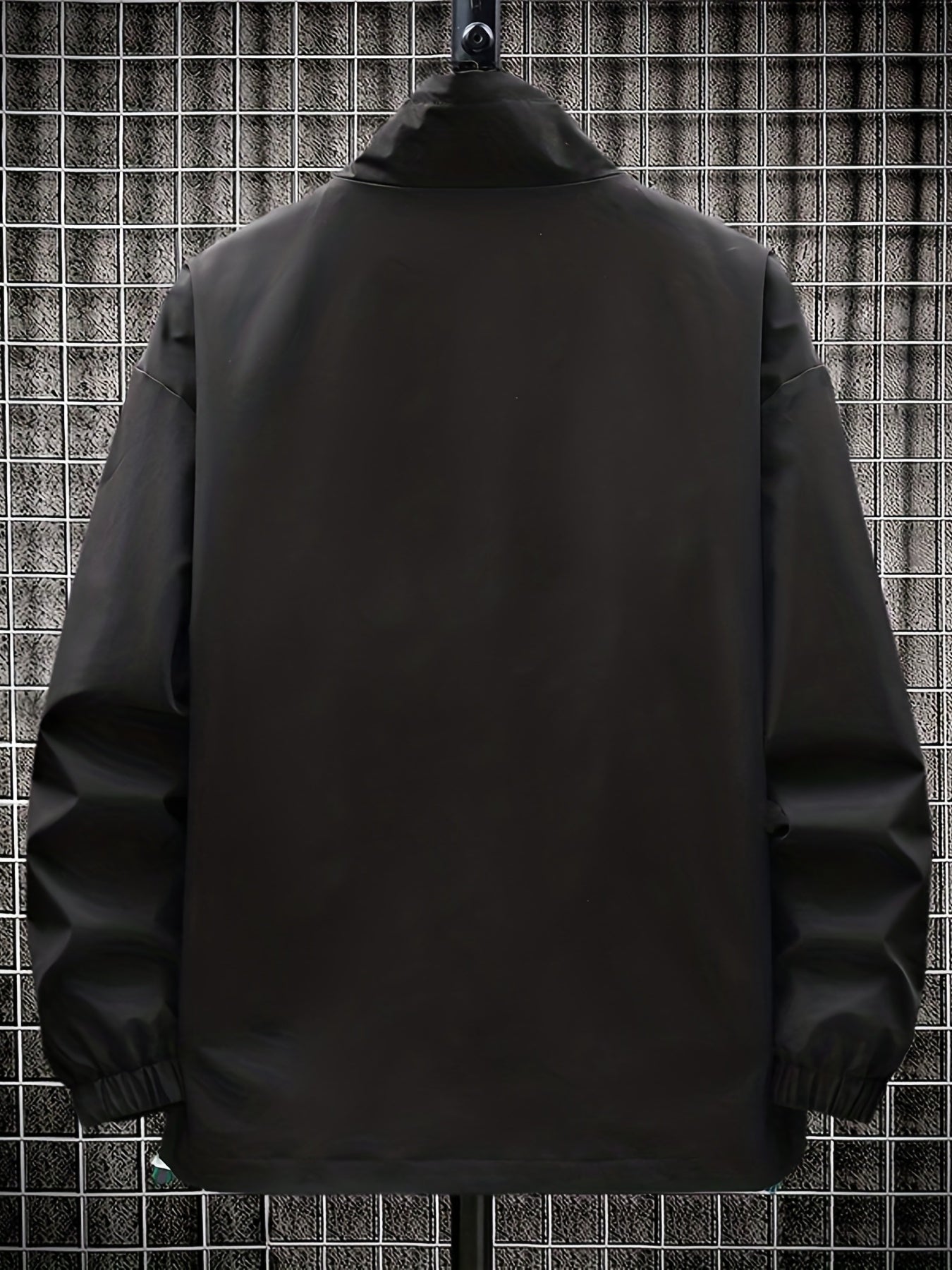 Men's Embroidery Drawstring Jacket Stretch Zip Up Stand Collar Jacket