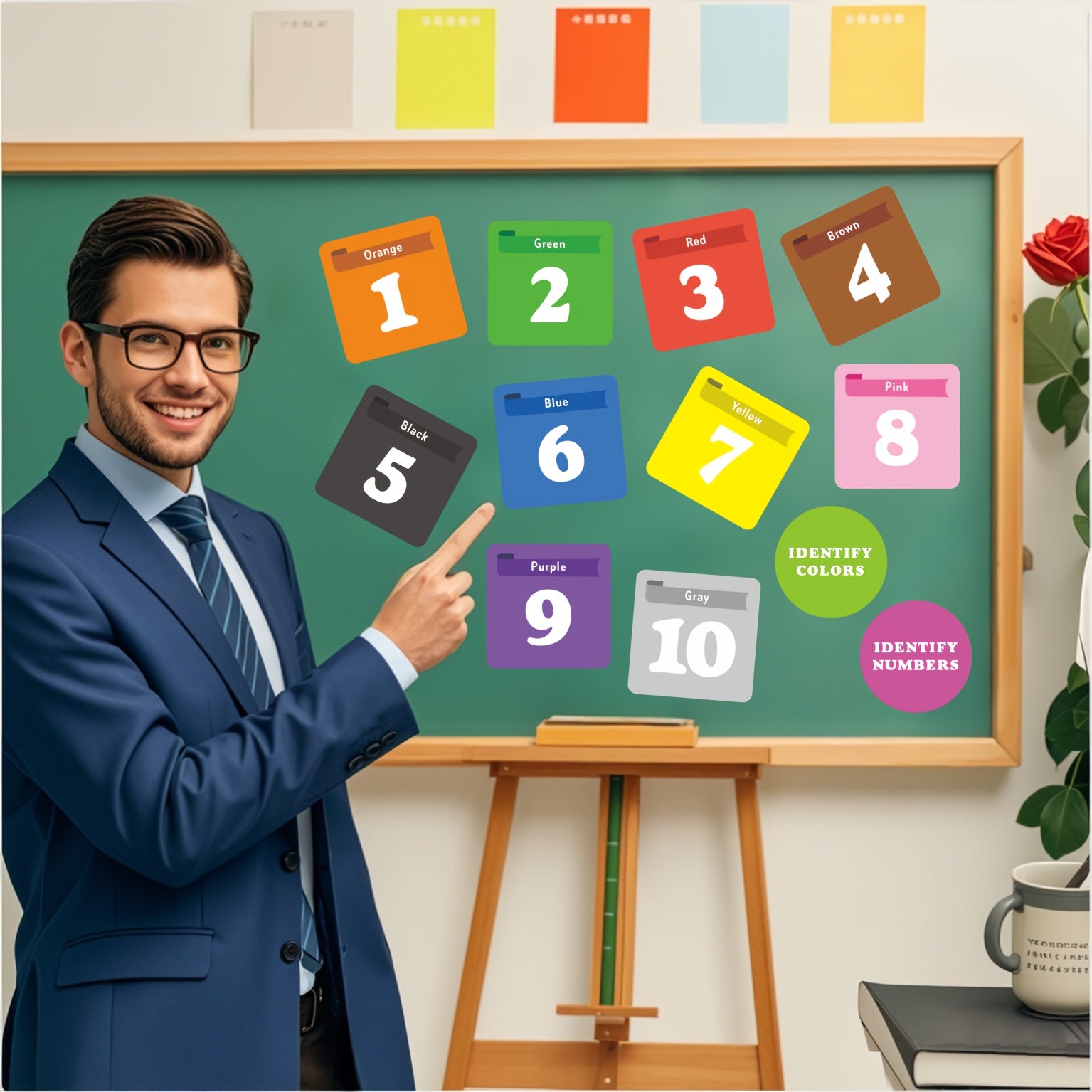 12pc Recognition Square Numbers Fridge Magnets Whiteboard Stickers English Phoni