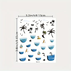 5D Summer Sea Beach Nail Art Stickers Self Adhesive Decals