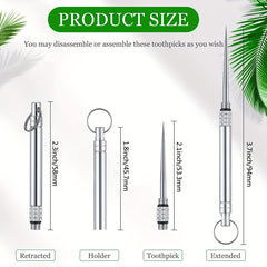 Titanium Toothpick with Holder Reusable Key Ring Pocket for Camping Travel