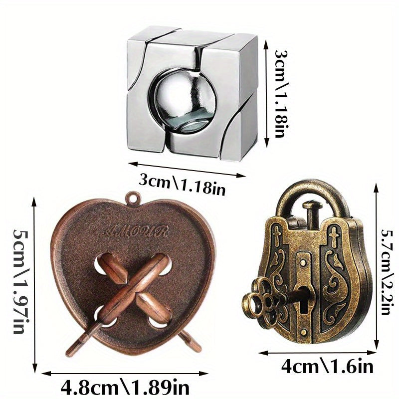 Metal Puzzle Set Brain Teaser IQ Challenge Game Gift