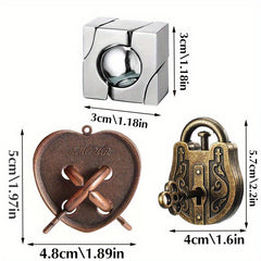 Metal Puzzle Set Brain Teaser IQ Challenge Game Gift