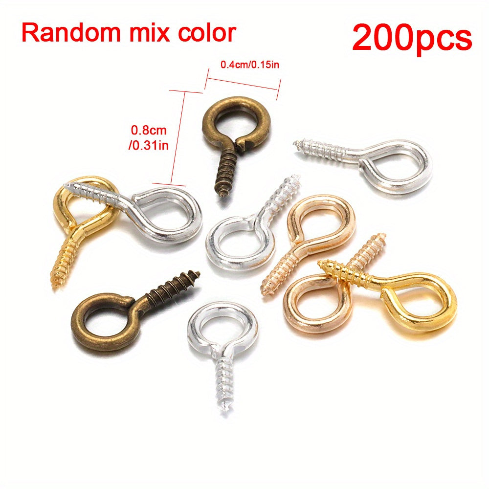 200pcs Alloy Eye Hook Screw Pins for DIY Jewelry Making