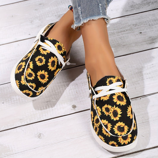 Women's Sunflower Flat Canvas Shoes Lightweight Lace Up Loafers