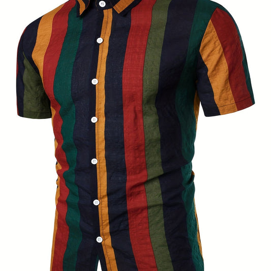 Vintage Style Colorful Stripe Hawaiian Shirt