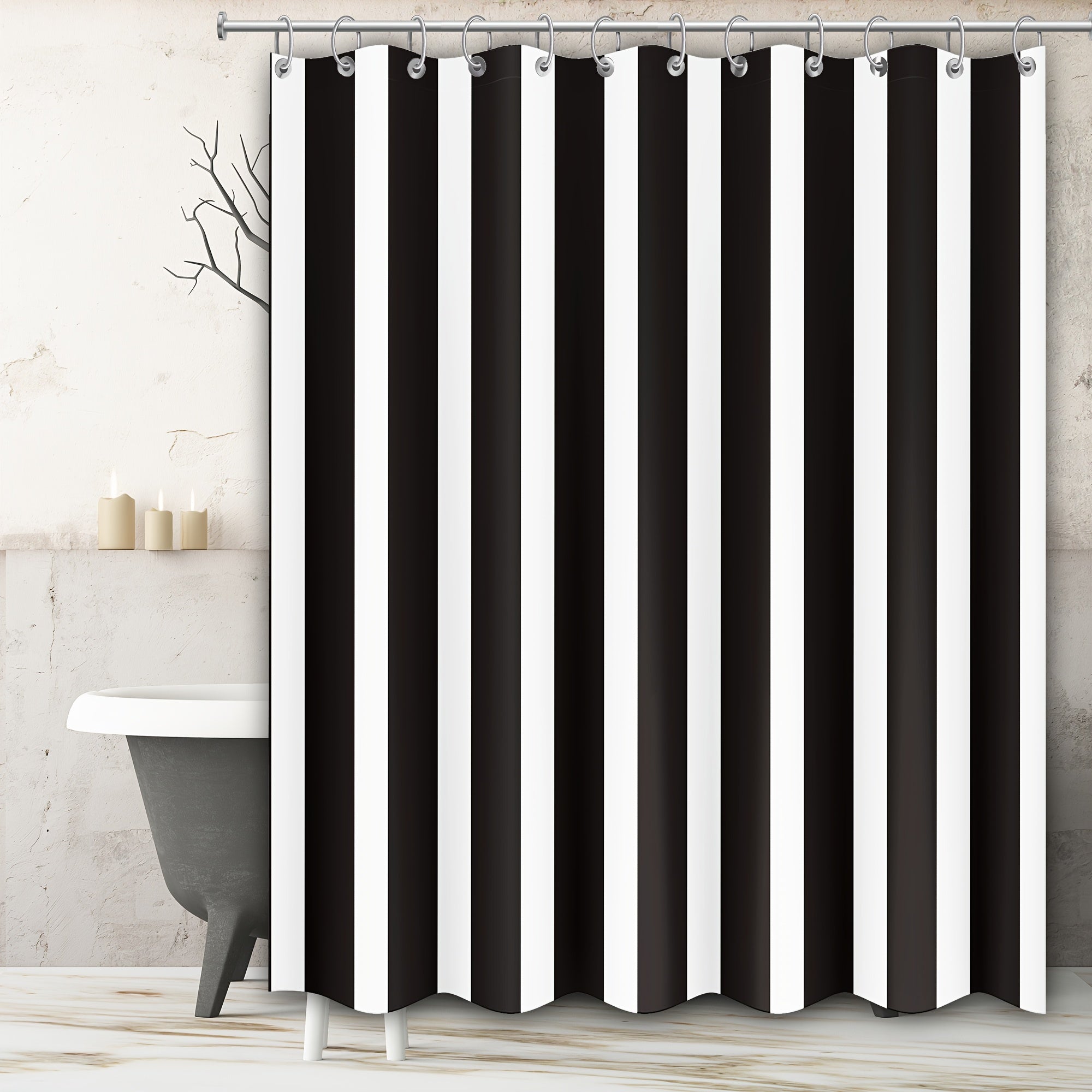 Waterproof Shower Curtain with 12 Hooks 72x72in