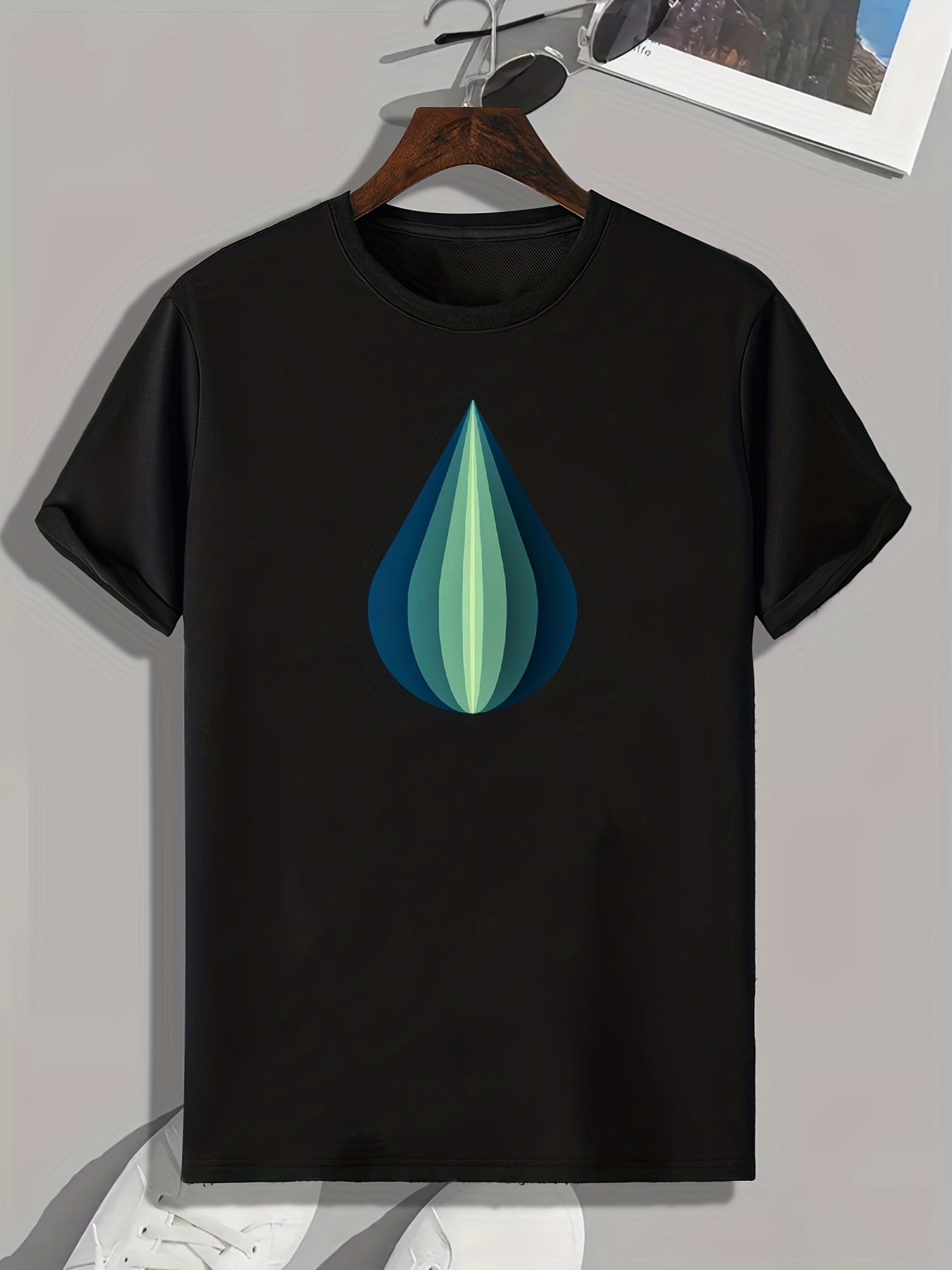 Geometric Drop Print Men's Comfy T-shirt For Summer