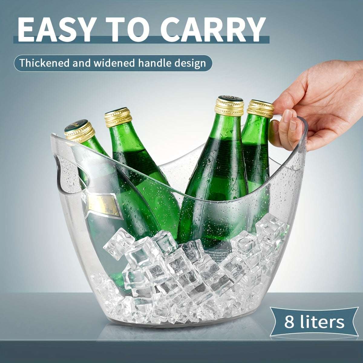 Stainless Steel Ice Bucket Clear Plastic Drink Tub Bar And Restaurant