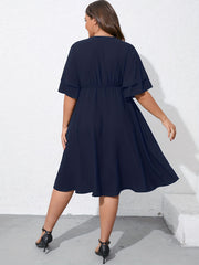  V Neck Layered Sleeve Dress