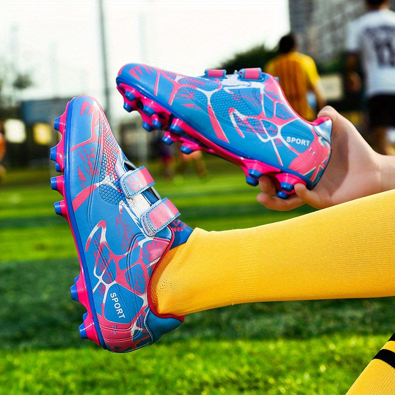 Boys Anti Skid Soccer Cleats Hook Loop Fastener Breathable Colorful