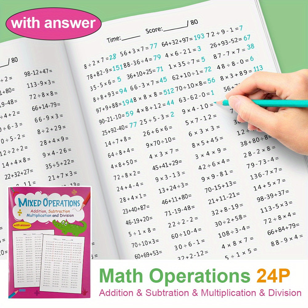 LACHILLY Math Workbook 3 4 Mixed Operations w/ Answers Addition Subtraction Mult