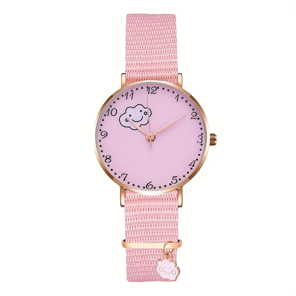 5pcs Pink Girls Quartz Watch Set