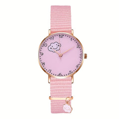 5pcs Pink Girls Quartz Watch Set