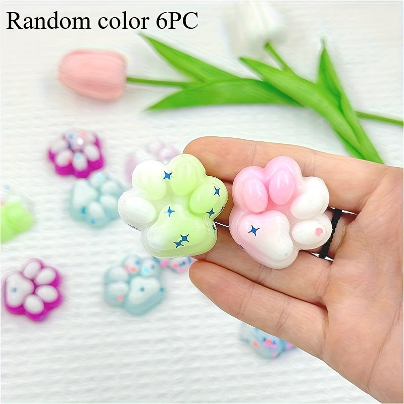6pcs Colorful Cat Paws Squeeze Toys for Parties