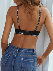 Letter Print Push Up Bra Comfy & Breathable Everyday Bra