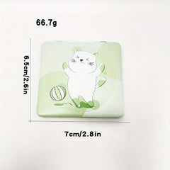 Cat Pattern Makeup Mirror Mini Compact Portable Pocket Mirror