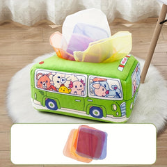 Soft Cloth Baby Tissue Box Toy with Crinkle Sound - Infant Sensory Play Toy