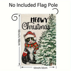 Meowy Christmas Cat Garden Flag 12X18 Inch