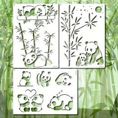 3pcs A4 Size Panda Mother Bamboo Stencils Wood Carving Scrapbooki