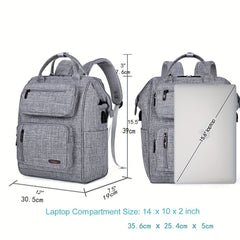 Casual Backpack USB Charging Port Large Waterproof Computer Bag