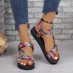Women's Geometric Pattern Flat Sandals