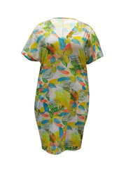  Floral Print V-Neck Dress with Pockets