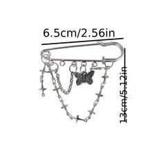 Butterfly Cross Chain Brooch Minimalist Tassel Pin
