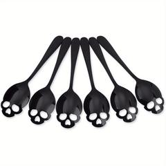 6PCS Skull Teaspoons Sus304 Sugar Spoon Cutlery Set Gothic Hallowee