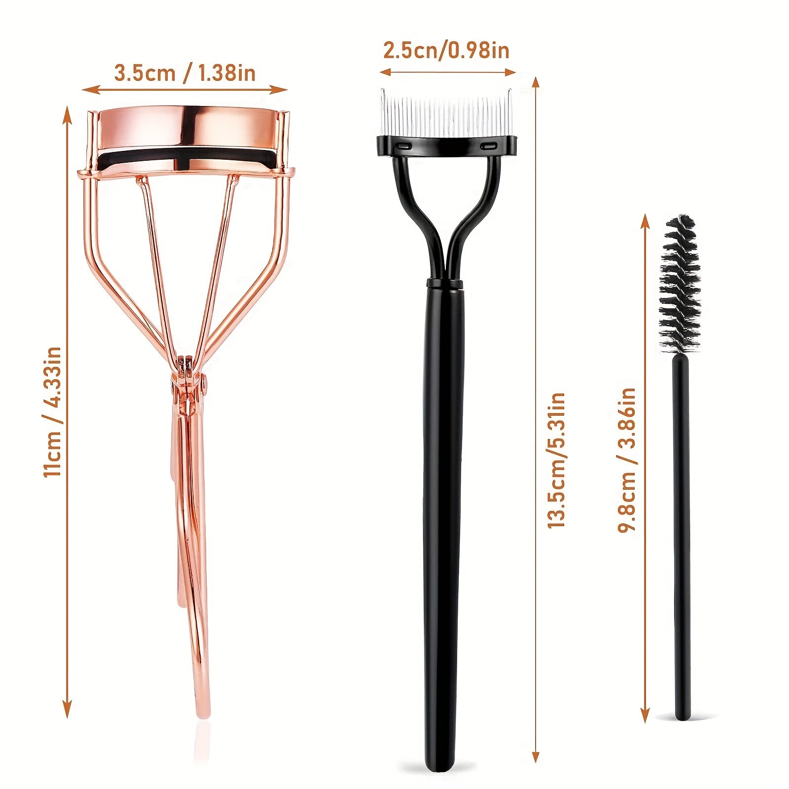 Eyelash Curler and Eyebrow Brush Kit with Silicone Refills Pads
