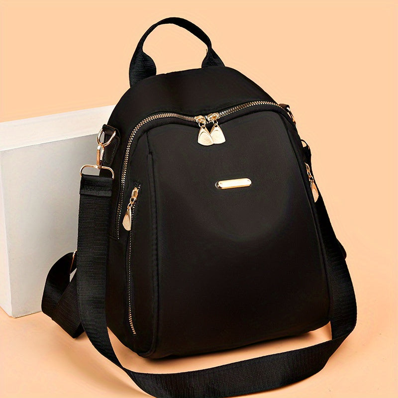 Nylon Backpack Purse Solid Travel Schoolbag Women's Two way Shoulder Bag