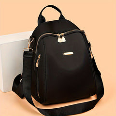 Nylon Backpack Purse Solid Travel Schoolbag Women's Two way Shoulder Bag