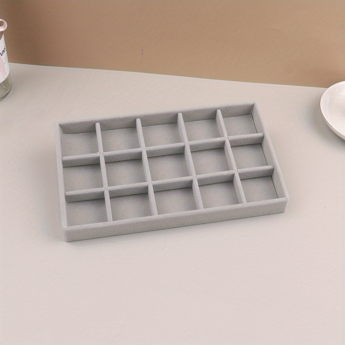 Grey Velvet Jewelry Tray Display Organizer