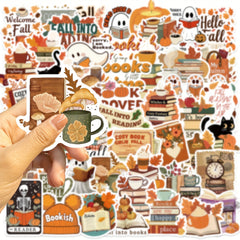 50pcs Bookish Fall Stickers Cartoon Book Nerd Decals Adhesive Paper Stick