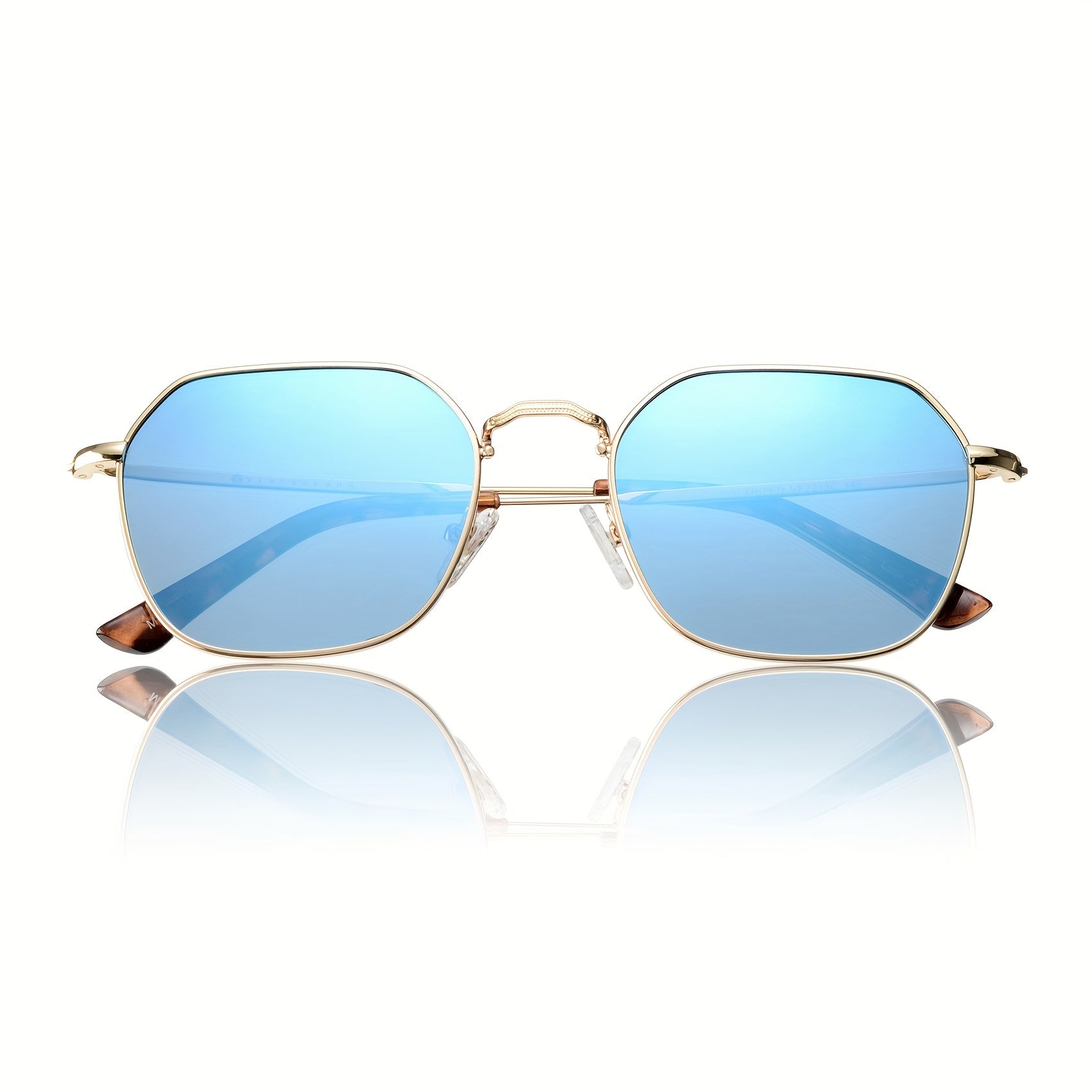 OUWEN Polarized Men's Sunglasses Golden Rim Mirrored Lens VF2213C