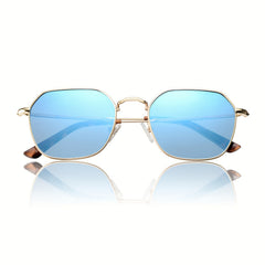 OUWEN Polarized Men's Sunglasses Golden Rim Mirrored Lens VF2213C