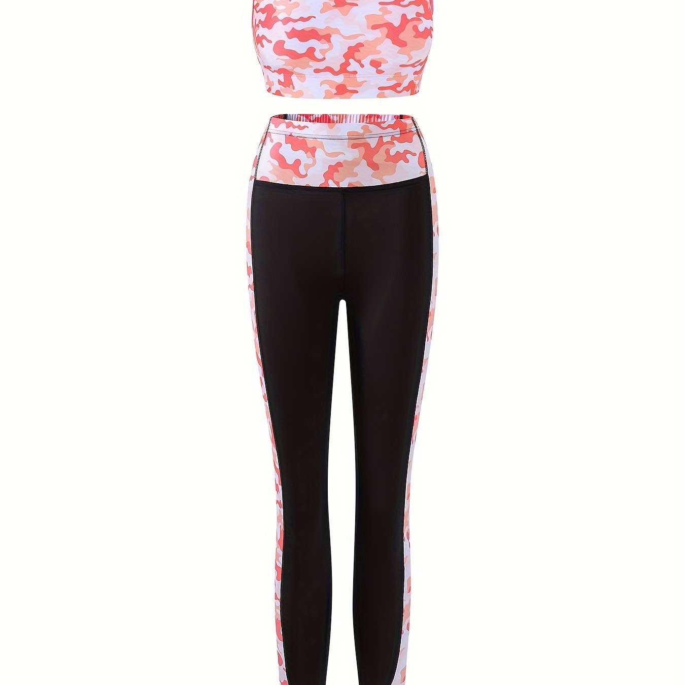 2pcs Camo Pattern Yoga Suit for Girls, Sports Running Outfit, Spring Summer Gift