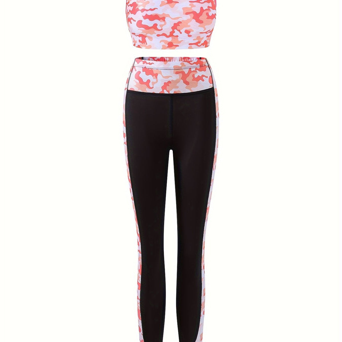 2pcs Camo Pattern Yoga Suit for Girls, Sports Running Outfit, Spring Summer Gift