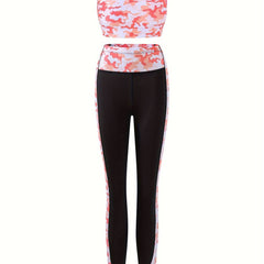 2pcs Camo Pattern Yoga Suit for Girls, Sports Running Outfit, Spring Summer Gift