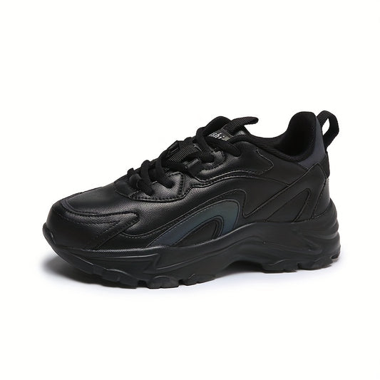 Women's Faux Leather Chunky Sneakers Comfortable Travel Shoes
