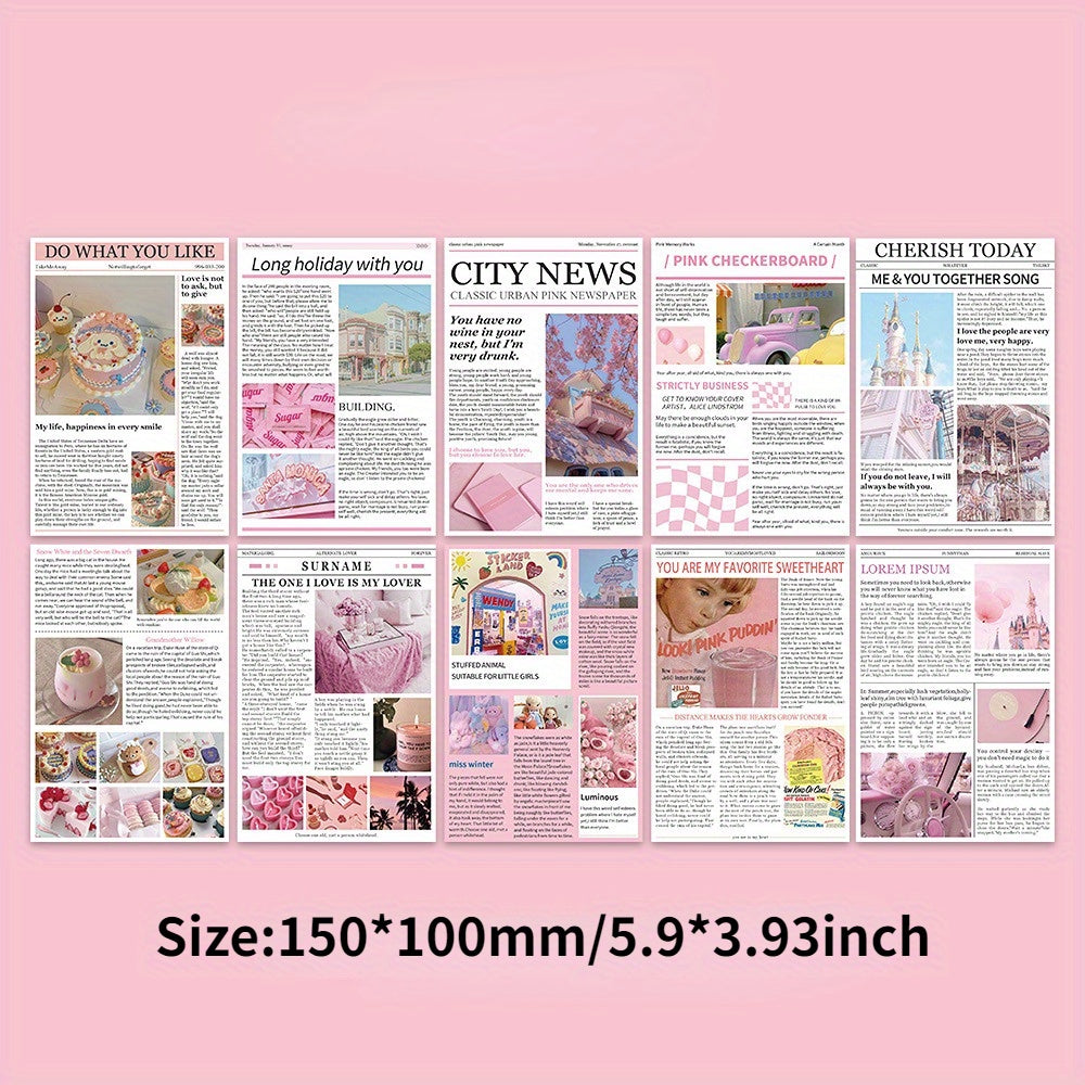 10Pcs Pink Memory Poster Series Card Postcard DIY Wall Decoration Card