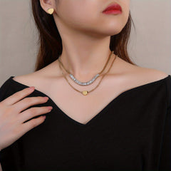 Stainless Steel Love Pendant Autumn Winter Square Jewelry Set