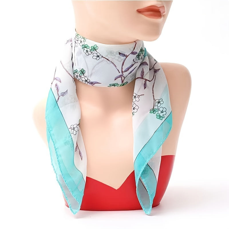 Floral Print Chiffon Scarf - Women Neckerchief Face Mask Accessories
