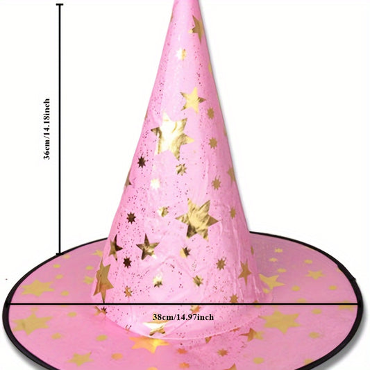 Spooky Witch Hat with Star Accents for Halloween & Magician Costumes