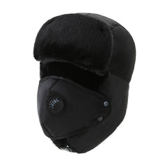 Men's Trapper Cap With Face Cover Winter Thickened Velvet Hat