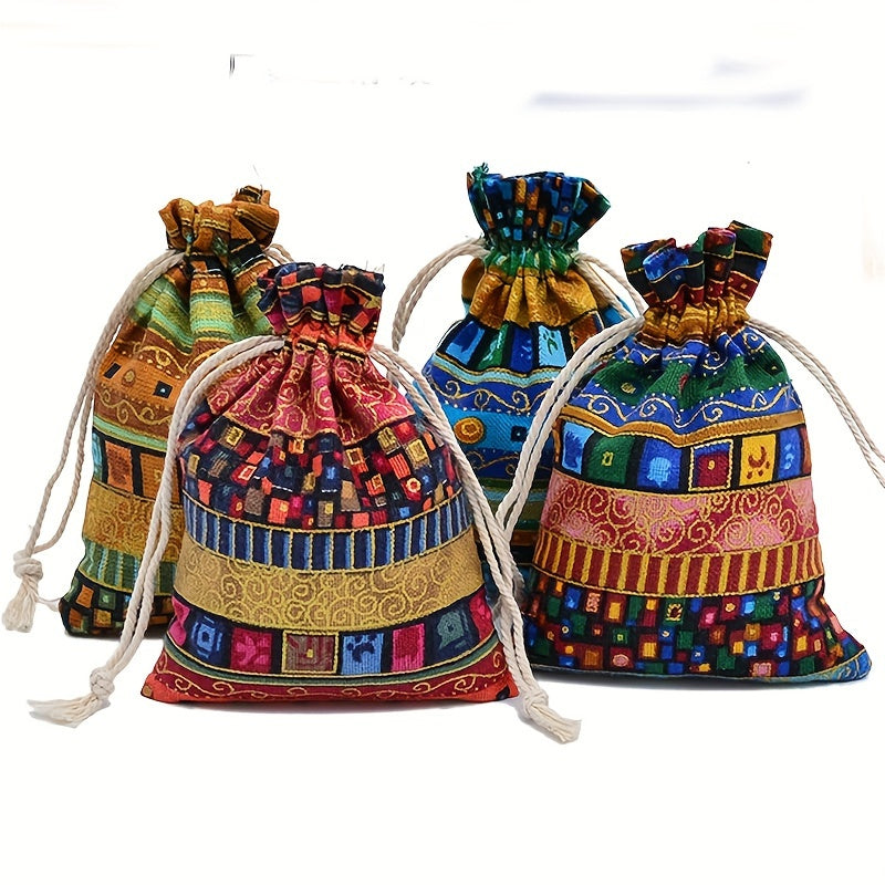 4pcs National Trench Drawstring Perfume Bag Jewelry Gift Packaging