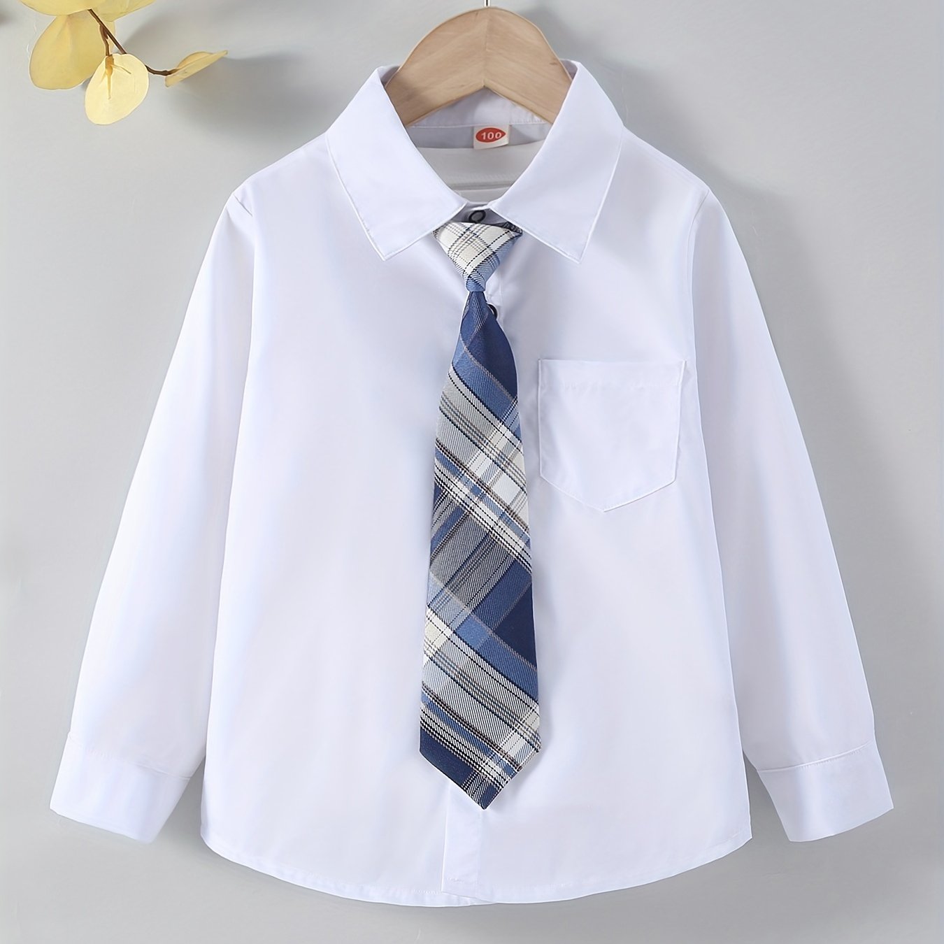 Boys Long Sleeve Shirt & Tie High School Summer Suit