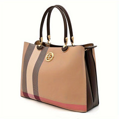 Stylish PU Leather Tote Bag for Women with Zipper Closure