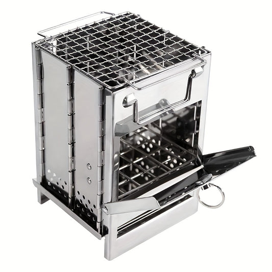 15 Stainless Steel Foldable Mini Charcoal Grill Outdoor Stove Barbecue Grill