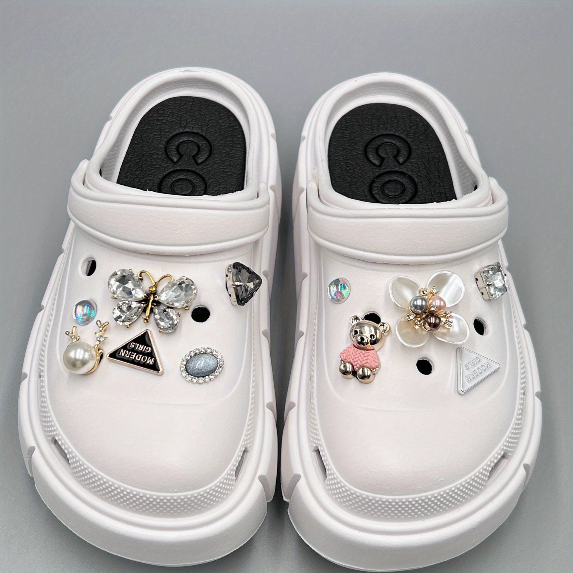 Luminous Shoe Charms Set for Crocs Clogs Slides Sandals Pink