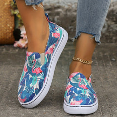 Tropical Flamingo Leaves Print Flat Wear Resistance Skate Shoes